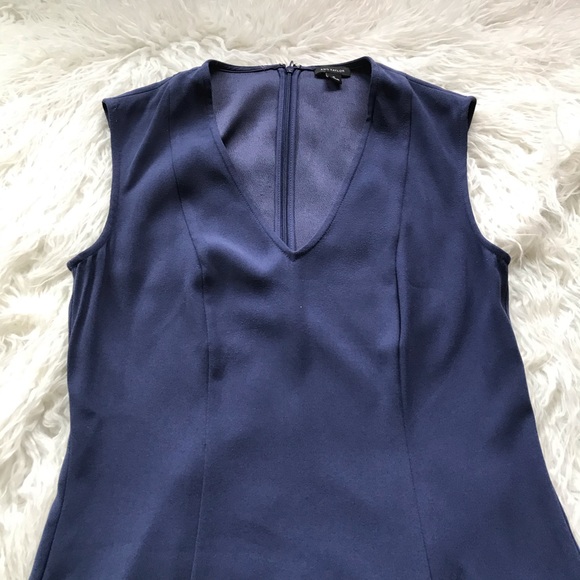 Ann Taylor V-Neck Flare Dress in Blue - Picture 3 of 9